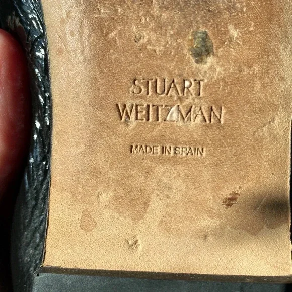 Stuart Weitzman Raven Flats bow black patton leather size 7.5 - Picture 9 of 9